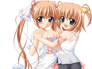Anime girls hugging long hair - net art free wallpaper