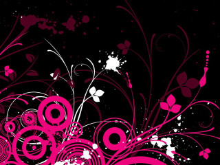 Pink black background swirls dots - edge free wallpaper