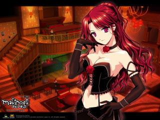 Red rose woman rococo library - free cyberpunk wallpaper