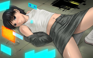 Woman gloves head keyboard cyberpunk - a pair of gloves free wallpaper