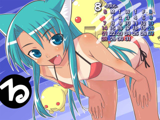 Blue haired cat ear girl - aya goda free wallpaper for desktop