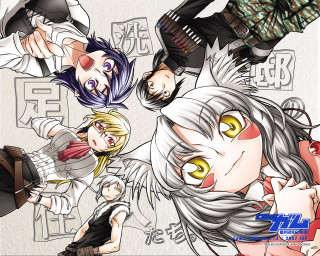 Anime group yellow eyes pointing - one person free wallpaper