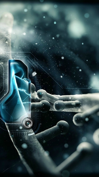 Person holding cell phone futuristic - a microscopic photo free wallpaper