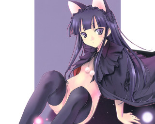 Ayako rokkaku anime girl cat - long hair and a cat ears free wallpaper