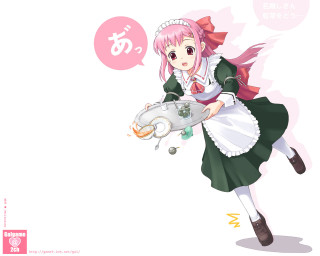 Maid girl food thought bubble - destructive free wallpaper