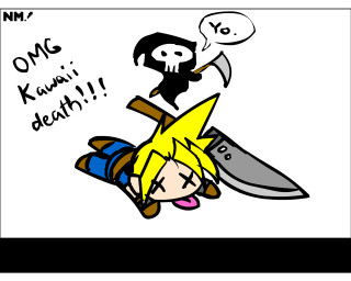 Cartoon person knife skull alice - his hand and a skull free wallpaper