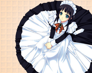 Woman white dress black umbrella - a circle free wallpaper