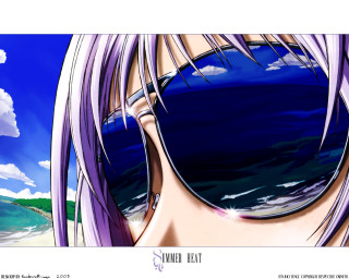 Purple hair girl ocean beach - summer free wallpaper