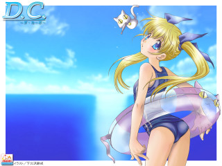 Cartoon girl surfboard ocean fish - a surfboard in the ocean free wallpaper