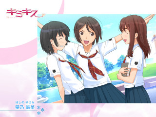 Three girls school uniform smile - three girl free wallpaper