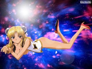 Flying woman star space anime - anime visual free wallpaper