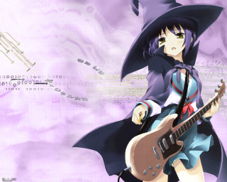 Witch guitar singing purple anime - a guitar free wallpaper