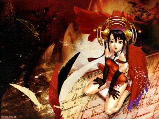 Red dress woman sitting aurora - a piece of paper free wallpaper