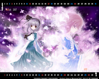 Anime stars butterflies kimono yuyuko - two anime character free wallpaper for desktop