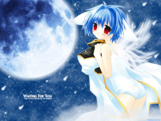 Blue haired girl fullmoon space - blue hair free wallpaper