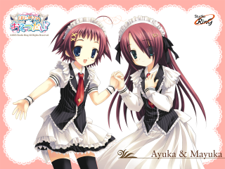 Two anime girls maid hair - outfit free wallpaper
