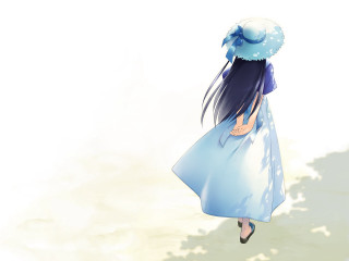 Woman blue dress hat umbrella - a blue umbrella free wallpaper