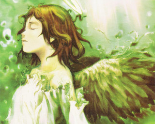 Angel wings water droplets bare - a painting of a woman free wallpaper