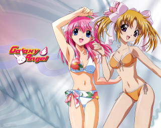 Anime girls bikinis wave sky - net art free wallpaper