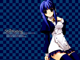 Anime blue haired girl white - anime visual free wallpaper