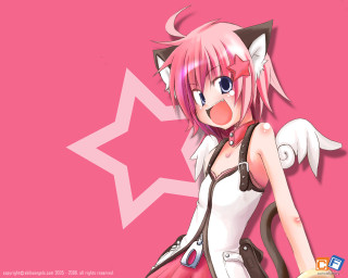 Anime girl pink hair cat 2 - furry free wallpaper