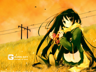 Gothic anime woman field flower - overhead in the sky free wallpaper