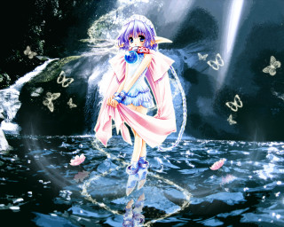 Anime girl white dress pink - a pink scarf free wallpaper