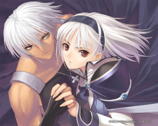 Anime couple hug purple black - background behind them free wallpaper