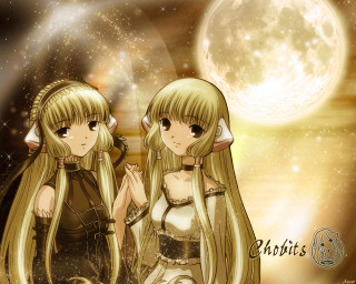 Anime girls fullmoon gothic astronaut - a full moon behind them free wallpaper