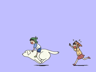 Cartoon girl cow man horse - her free wallpaper