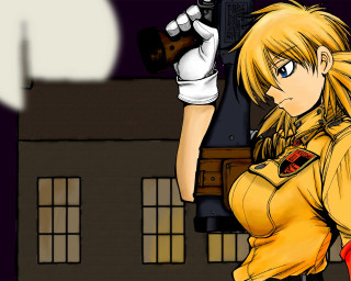 Woman beer bottle gun building - a cartoon of a woman holding free wallpaper