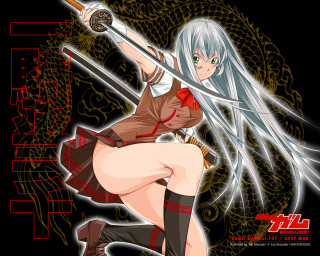 Woman dragon sword poster schooluniform - serial art free wallpaper