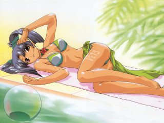 Woman laying water ball palm - a cartoon picture of a woman free wallpaper