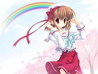 Girl sailor rainbow tree kyoto - a girl in a sailor outfit free wallpaper