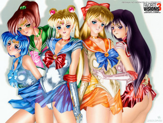 Colorful girls anime style sailor - a group of girls free wallpaper