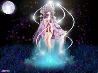 Fantasy aurora moon girl japanese - a woman in a dress free wallpaper