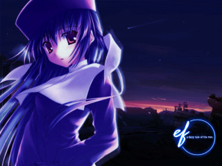 Anime girl purple outfit starry - purple free wallpaper for desktop