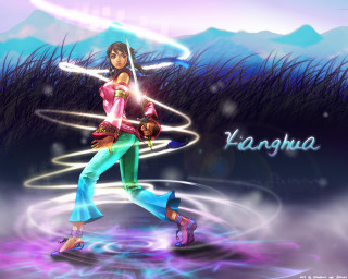 Woman pinkjacket bluepants dancing sword - a pink jacket free wallpaper