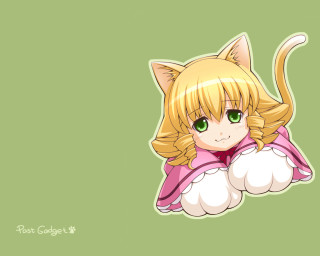 Cat ears blonde girl green - a pink collar free wallpaper