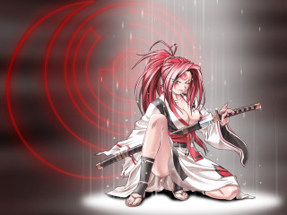 Baioken eishun anime samurai redcircle - a red light behind her free wallpaper