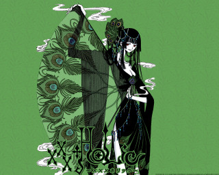 Woman black dress peacock green - tarot card free wallpaper