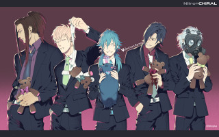 People holding teddy bears suits - color scheme free wallpaper