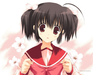 Anime girl pink bow floral - a pink shirt free wallpaper