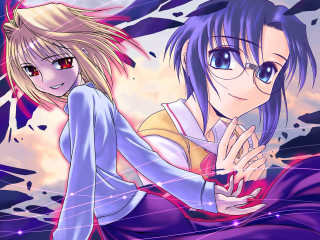 Anime girls sky stars clouds - two anime girl free wallpaper