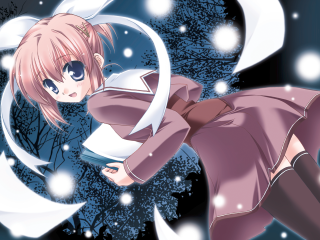 Pink moonlight girl flying snow - a book in her hand free wallpaper