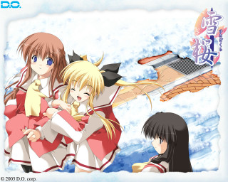 Anime girls snow schooluniform blonde - a couple of anime girls free wallpaper