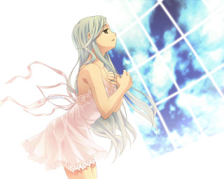 Girl pink dress blue sky - a pink dress free wallpaper
