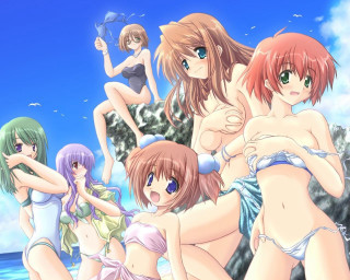 Beach girls bikini blue sky - suit free wallpaper