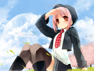 Woman suit grass anime cherry - sōsaku hanga free wallpaper