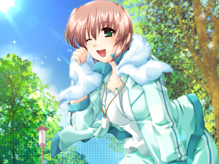 Girl blue dress forest sky - a blue sky free wallpaper